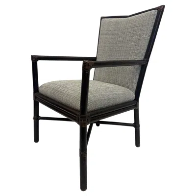 Pre-owned Mcguire Vintage Barbara Barry  Rattan "cambria" Armchair, Newly Upholstered In Black