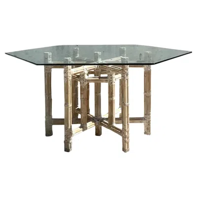 Pre-owned Mcguire Vintage Coastal Bundled Bamboo Dining Table After  In Gray