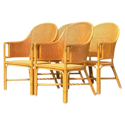 Pre-owned Mcguire Vintage Coastal Cane Rattan Dining Chairs After  - Set Of 4 In Orange