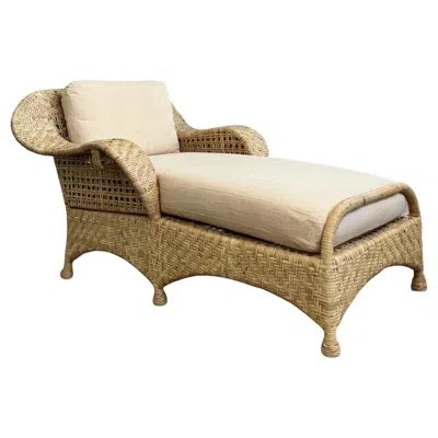 Pre-owned Mcguire Vintage Coastal  Woven Rattan Chaise Lounge In Brown