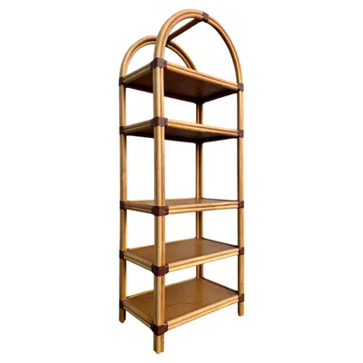 Pre-owned Mcguire Vintage Coastal Style Arched Rattan Etagere In The 's Manner. C. 1970s In Brown