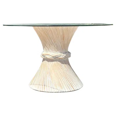Pre-owned Mcguire Vintage Coastal Twisted Rattan Dining Table After  In Sand
