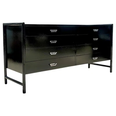 Pre-owned Mcguire Vintage Costal Signed  Lacquered Rattan Dresser In Brown
