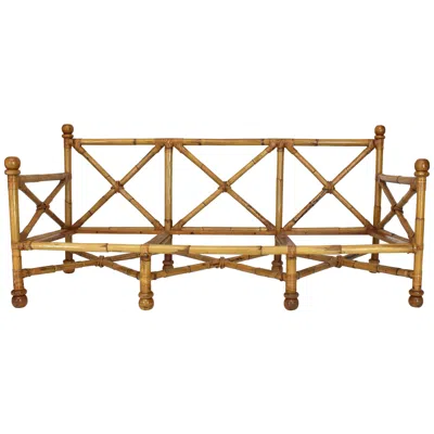 Pre-owned Mcguire Vintage Heavy Gage Thick Bamboo And Leather X-base Sofa Frame In Brown