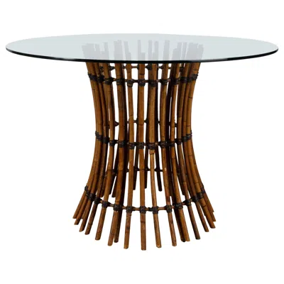 Pre-owned Mcguire Vintage  California Circular Glass & Bamboo Dining Table, Usa, Circa 1970 In Brown