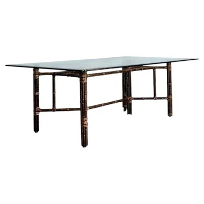 Pre-owned Mcguire Vintage  Rattan And Glass Dining Table In Black