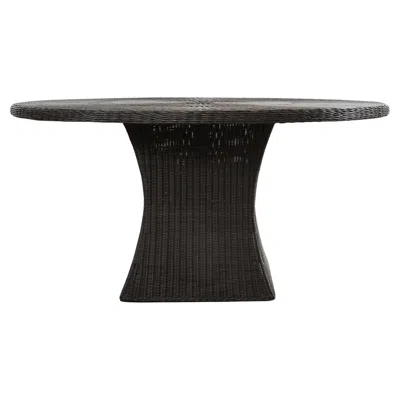 Pre-owned Mcguire Woven Resin Wicker Garden Dining Table In Black
