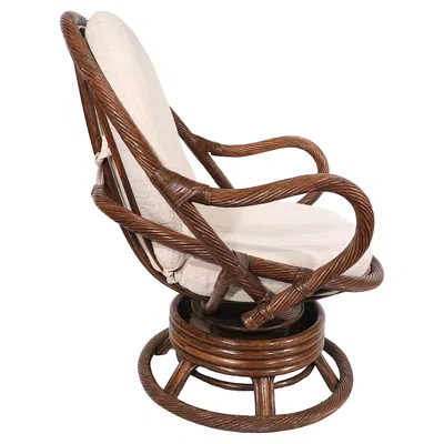 Pre-owned Mcguire Wrapped Reed And Bamboo Swivel Tilt Lounge Chair C. 1970's In Brown