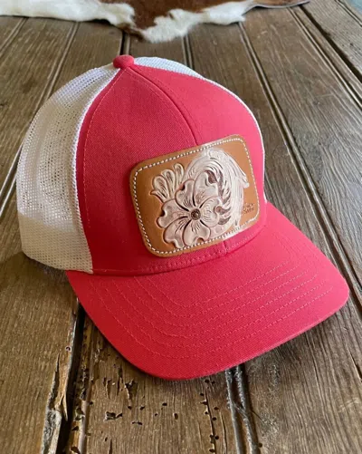 Mcintire Saddlery Women's Payson Cap In Coral/white In Pink