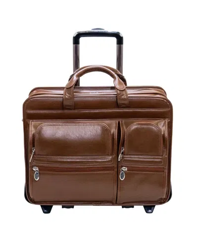 Mcklein Clinton 18" Detachable Wheeled Laptop Case In Brown