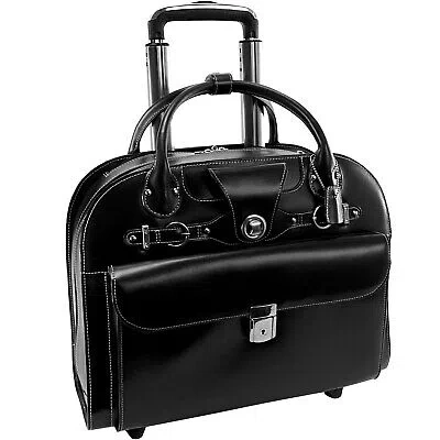 Pre-owned Mcklein Limited Edition Laptop Briefcase Black Leather (96315c)