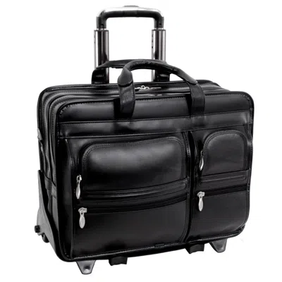Mckleinusa Mcklein 88445 17 In. Clinton Leather 2-in-1 Removable-wheeled Laptop Case