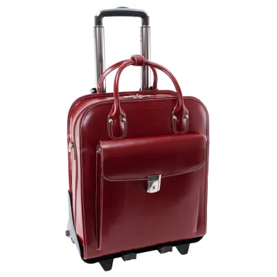 Mckleinusa Mcklein 96496 La Grange 96496- Red Leather Vertical Detachable-wheeled Ladies Briefcase