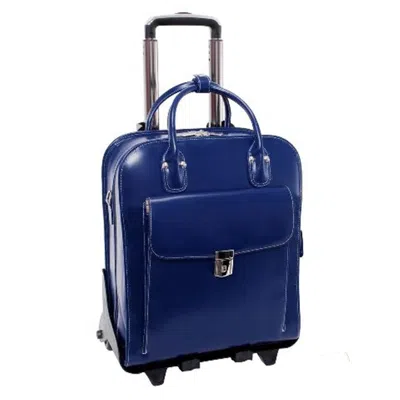 Mckleinusa Mcklein 96497 15.6 In. La Grange Leather Vertical Detachable Wheeled Ladies Briefcase- Navy - 14 X 6