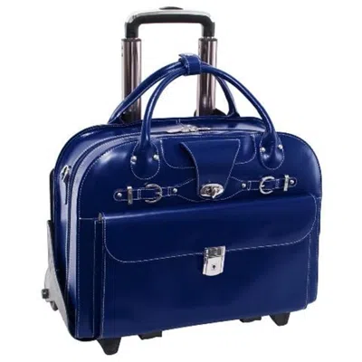 Mckleinusa Mcklein 96647 15.6 In. Roseville Leather Fly Friendly Detachable Wheeled Ladies Briefcase- Navy - 17