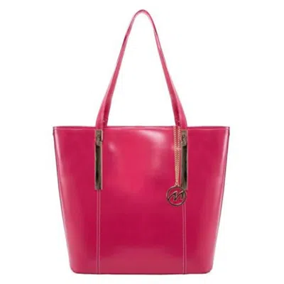 Mckleinusa Mcklein 97543 Cristina Leather Shoulder Tote Bag- Fuchsia - 13.5 X 6 X 14 In. In Pink