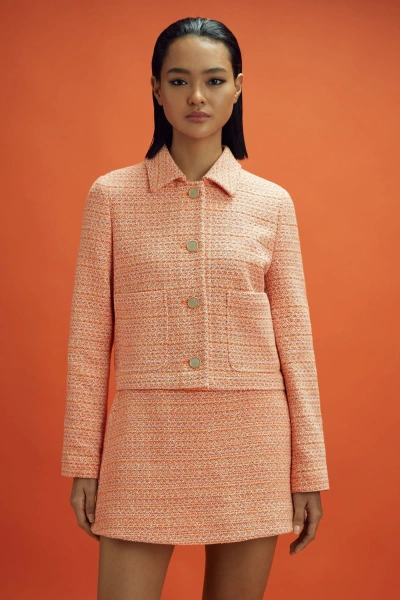 Mclaren F1 Bouclé Cropped Jacket In Papaya