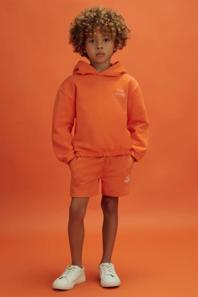 Mclaren Babies'  F1 Cotton Drawstring Shorts In Papaya