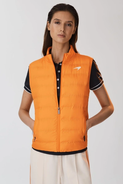 Mclaren F1 Hybrid Quilt And Knit Gilet In Papaya