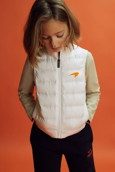 Mclaren Kids'  F1 Hybrid Quilt And Knit Gilet In White