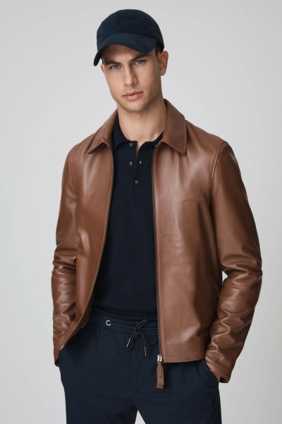 Mclaren F1 Leather Jacket In Chocolate