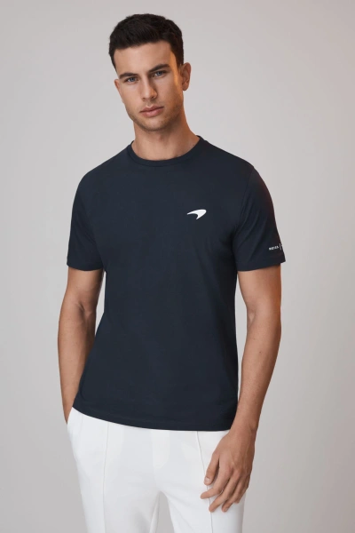 Mclaren F1 Mercerised Cotton Crew Neck T-shirt In Airforce Blue