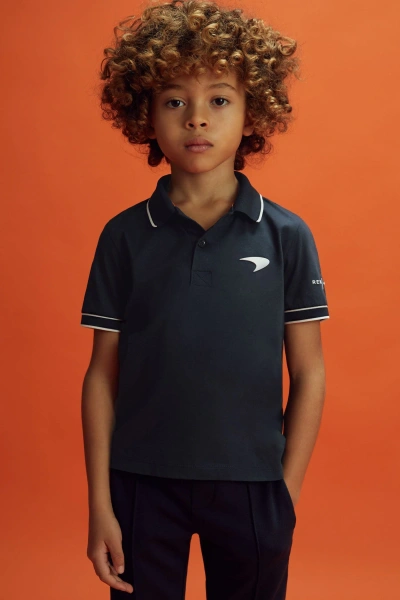 Mclaren Kids'  F1 Mercerised Cotton Polo Shirt In Navy