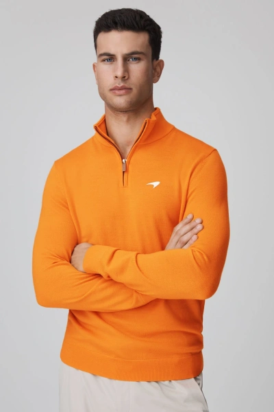 Mclaren F1 Merino Half-zip Funnel Neck Jumper In Papaya