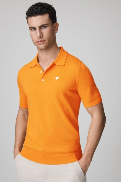 Mclaren F1 Merino Wool Polo Shirt In Papaya