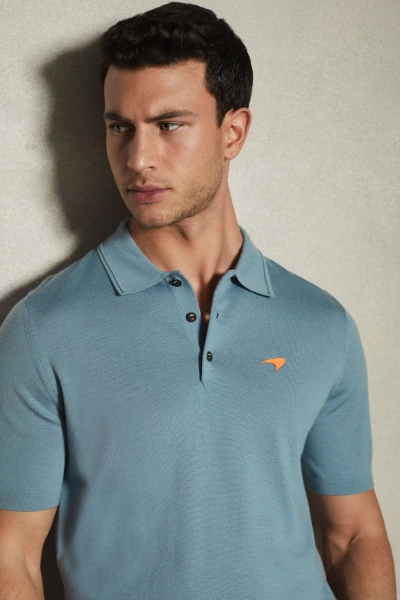 Mclaren F1 Merino Wool Polo Shirt In Soft Blue