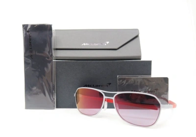 Pre-owned Mclaren Mlseds02 C04 57mm Chrome/red/black, Pilot Men's Sunglasses. In Blue