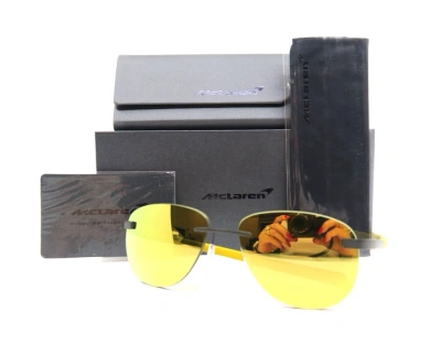 Pre-owned Mclaren Mlsups17 C01 57mm Black And Yellow, Mirrored Polarized Sunglasses.