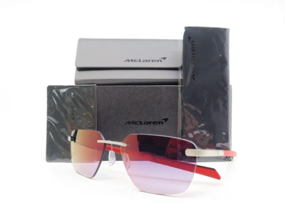 Pre-owned Mclaren Mlsups21c C05 59mm Chrome/red/black Polarized Mirrored Sunglasses. In Purple/blue