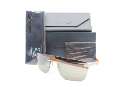 Pre-owned Mclaren Mlsups22 C02 Chrome/orange/brown Shield, Unisex Sunglasses.