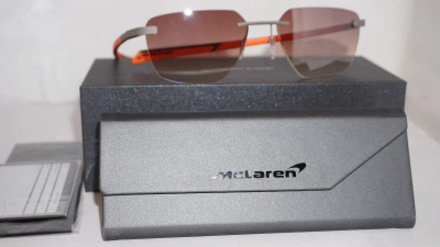 Pre-owned Mclaren Sunglasses Rimless Orange Matt Silver Brown Mlsups21 C02 56 16 145p