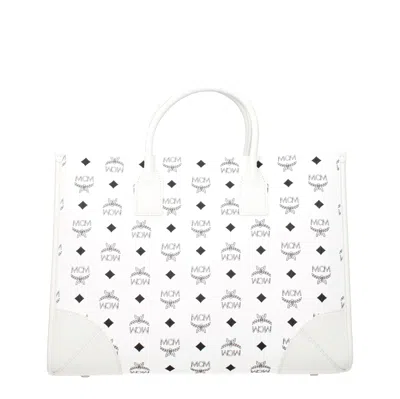 Mcm Munchen Large Monogram Tote Bag In Bianco