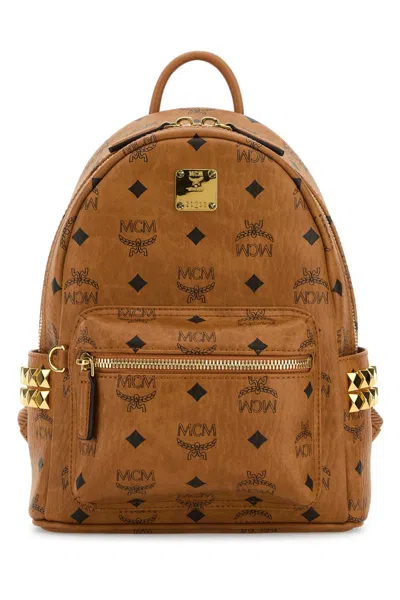 Mcm Printed Canvas Mini Stark Backpack In Brown