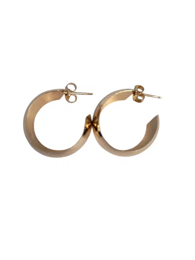 Pre-owned Mcm 14k Yellow Gold Wide Lightweight Hoop Earrings #24847