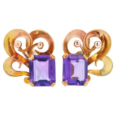 Pre-owned Mcm 18k Rose Gold Amethyst  Earrings In Red
