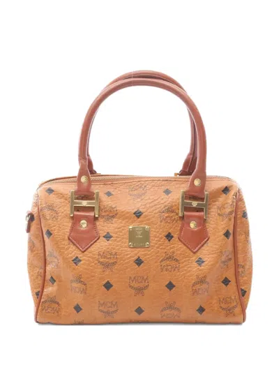 Pre-owned Mcm 2000s All-over Pattern Zip-closure Hand Bag In Brown