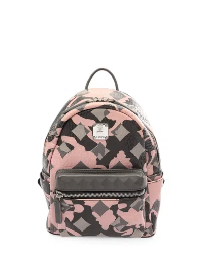 Pre-owned Mcm 2000s Camouflage Leather Backpack In ピンク