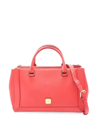 Pre-owned Mcm 2000s Leather Tote Bag In Red