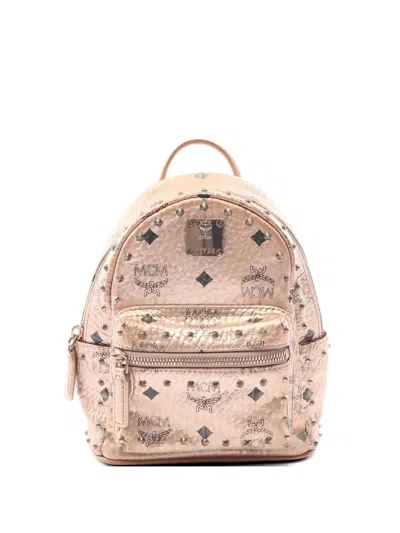 Pre-owned Mcm 2000s Mini Studded Leather Backpack In Pink