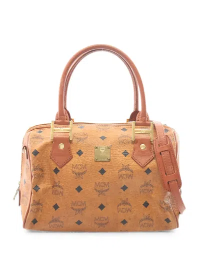 Pre-owned Mcm 2000s Mini Visetos Tote Bag In Brown