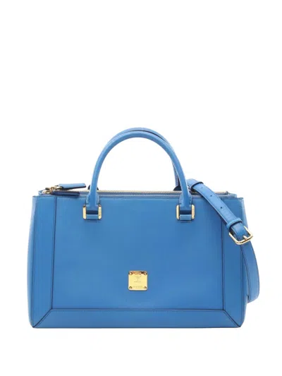 Pre-owned Mcm 2000s Nuovo Leather Tote Bag In Blue