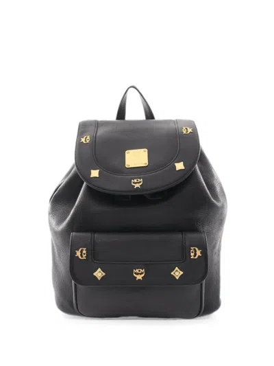 Pre-owned Mcm 2000s Studded Leather Backpack In Black