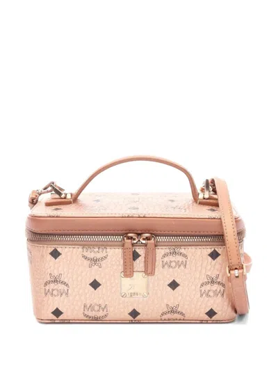 Pre-owned Mcm 2000s Visetos Rockstar Leather Vanity Bag In Pink