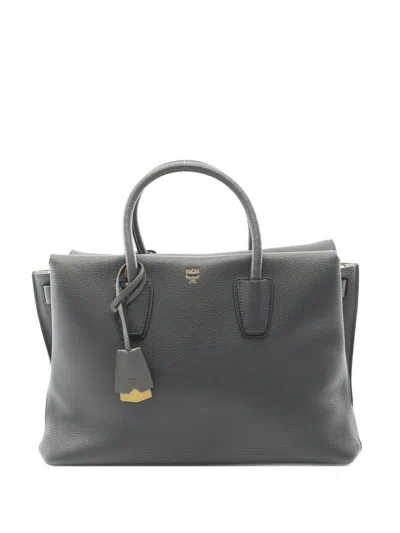 Pre-owned Mcm 2010s Logo-print Leather Tote Bag In Gray