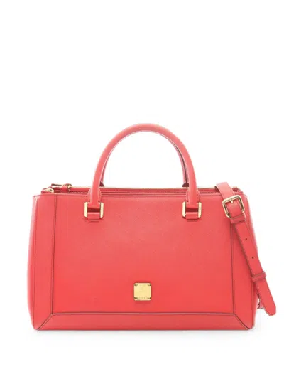 Pre-owned Mcm 2010s Logo-detail Two-way Handbag In Red