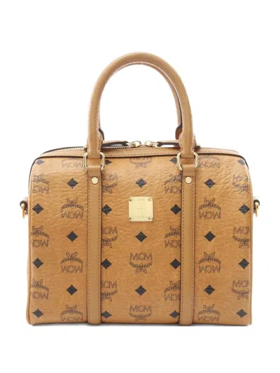 Pre-owned Mcm 2010s Mini Visetos Boston Bag In Brown